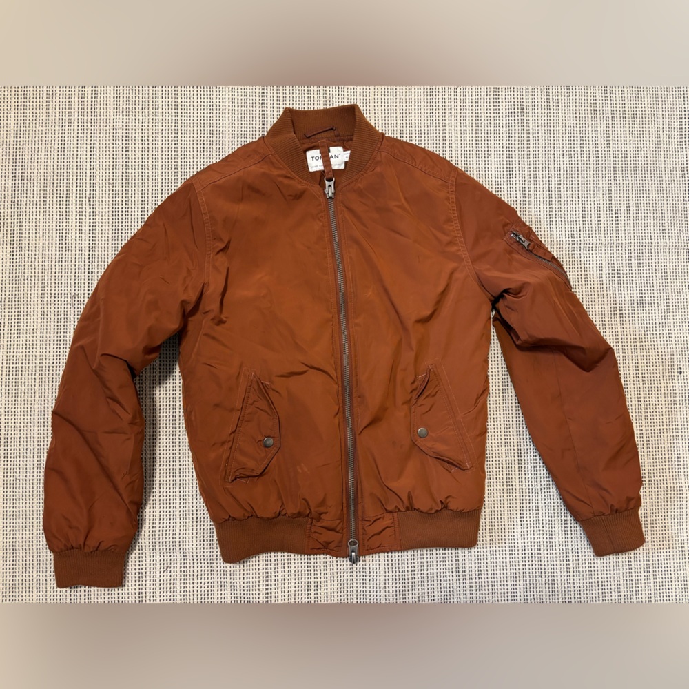 Topman burnt orange bomber jacket